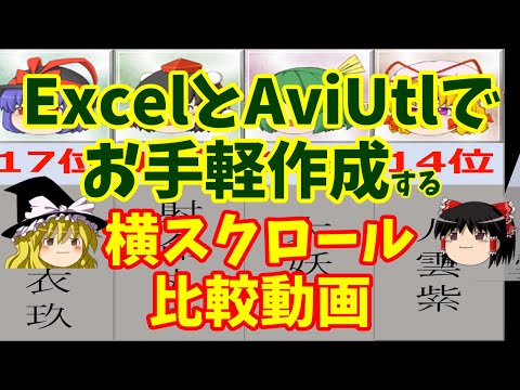ExcelとAviUtlでお手軽作成する横スクロール比較動画【ゆっくり解説】
