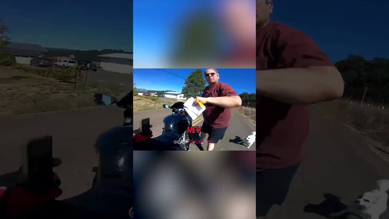Biker Attacked By Crazy Old Man 