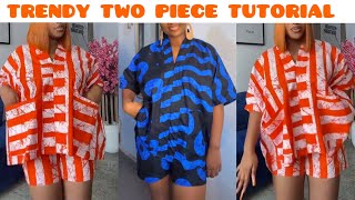 How to Cut and Sew a Casual Two Piece Shorts Set | Ankara Shorts Set Tutorial