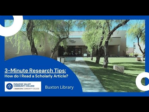 3-Minute Research Tips: How Do I Read a Scholarly Article?