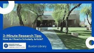 3-Minute Research Tips: How Do I Read a Scholarly Article