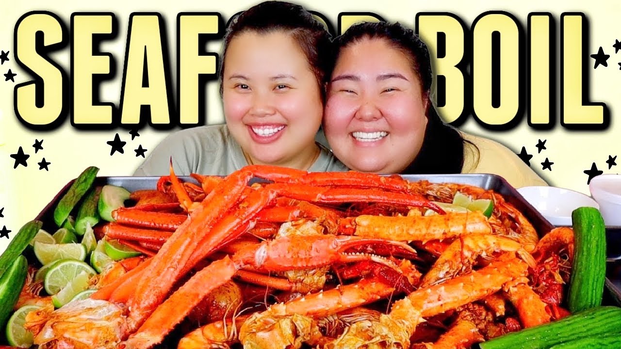 KING CRAB LEGS + GIANT SHRIMP + CRAWFISH + SNOW CRAB LEGS SEAFOOD BOIL MUKBANG 먹방 EATING SHOW