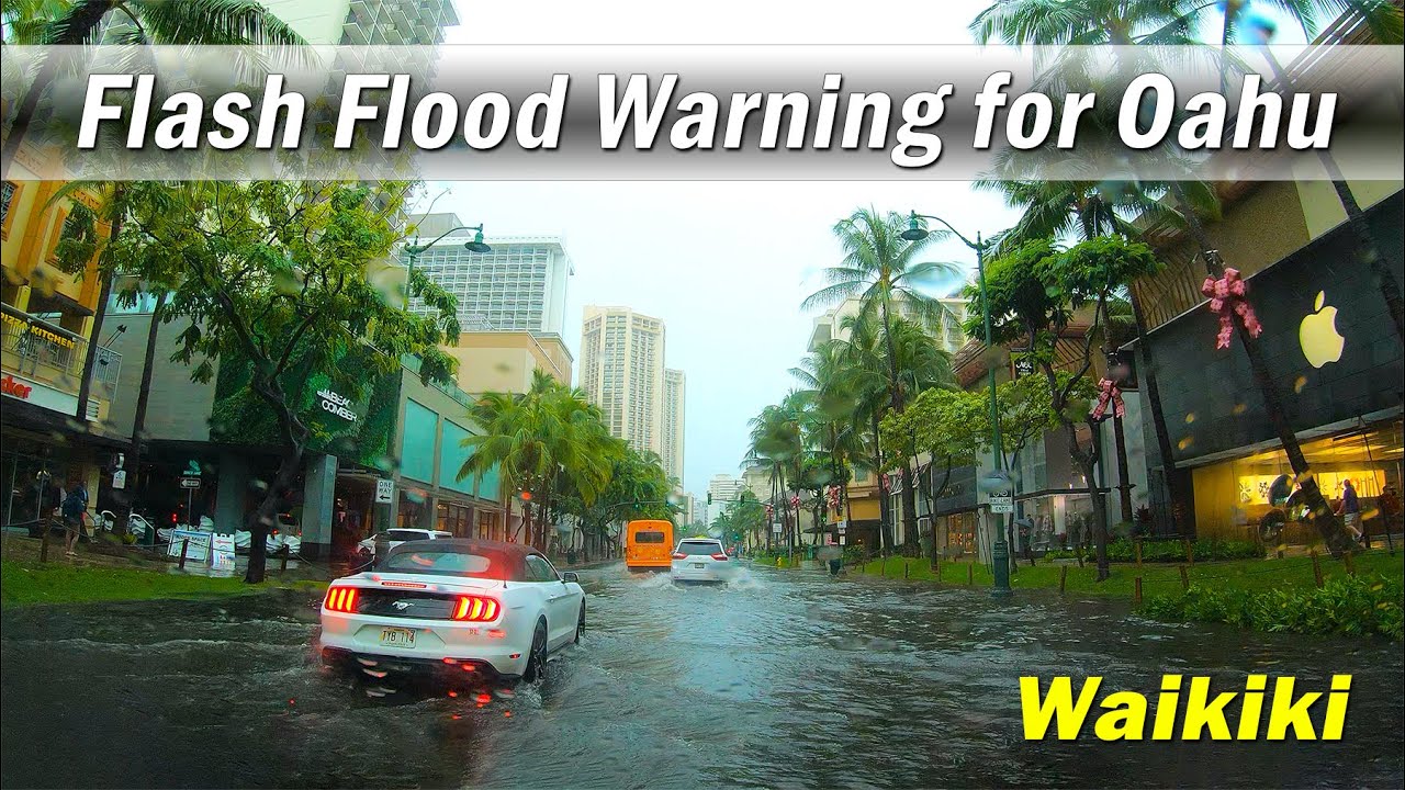 Waikiki Flooding Heavy Rain in Waikiki Flash Flood Warning for Oahu