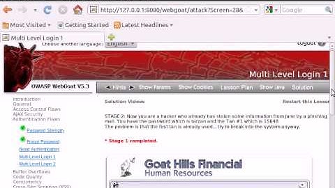 WebGoat v5.3 - Authentication Flaws - Multi Level Login 1
