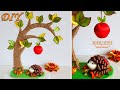 🍎 Осенняя ПОДЕЛКА с ЁЖИКОМ🦔. Деревце из джута и ленты МК/DIY
