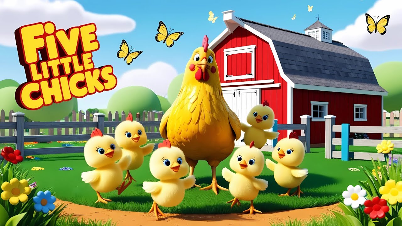 Five Little Chicks 🐤 | Fun Kids Nursery Rhyme | Mama Hen’s Barnyard Adventure!