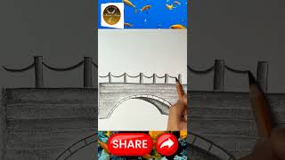 Bridge on lake easy and simple drawing  #drawing #art #natureart #peaceful #short video #SHORTS