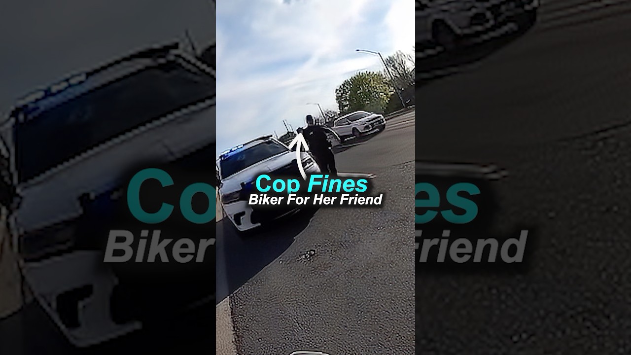 Полицейский остановил мотоциклиста без всякой причины.