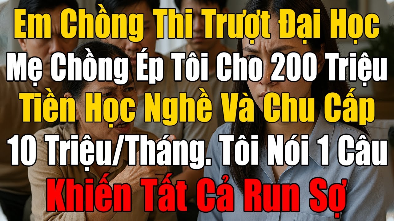 Em Chồng Trượt Đại Học Và Ăn Bám, Mẹ Chồng Ép Tôi Lo 200 Triệu Tiền Học Nghề Và Chu Cấp 10Tr/Tháng