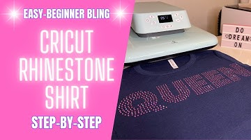 How to make a CRICUT RHINESTONE SHIRT FOR BEGINNERS USING RHINESTONE FONT | STEP BY STEP | EASY