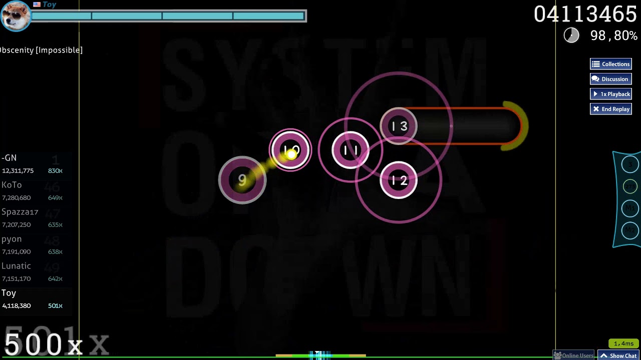 osu! | Toy | System of a Down - Vicinity of Obscenity [Impossible] | 98 ...