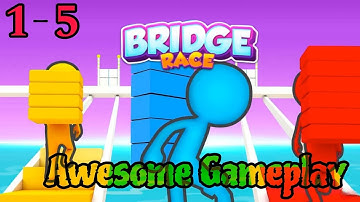 Bridge Race - all levels Awesome Gameplay Android , ios (level 1 - 5) (part 1)