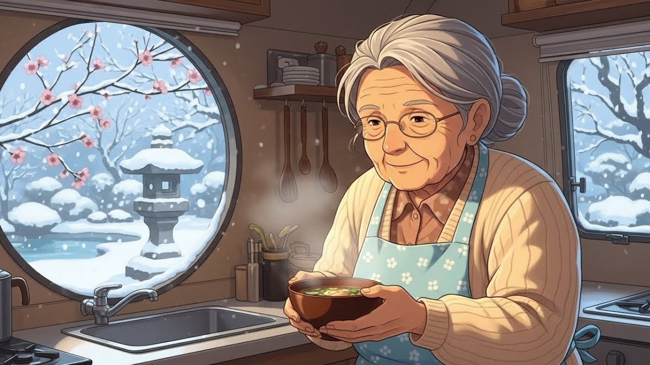 One Snowy Morning with Nonna in the Japanese Garden | Miso Soup & Cherry Blossoms