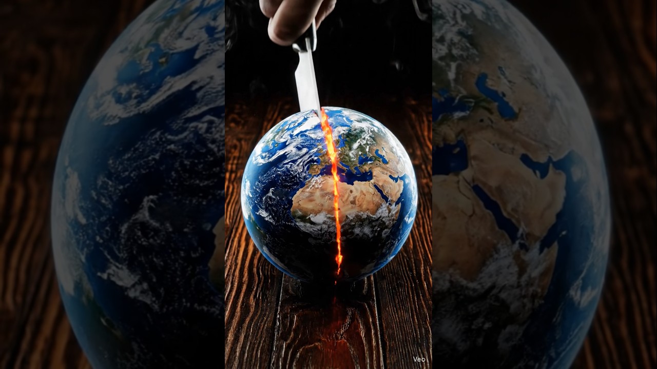 Ultra-realistic cinematic slow motion animation of planet Earth 