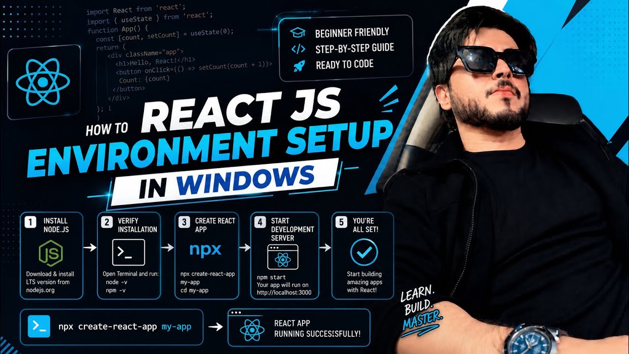 React tutorial in hindi #3 Environment setup with Windows - YouTube