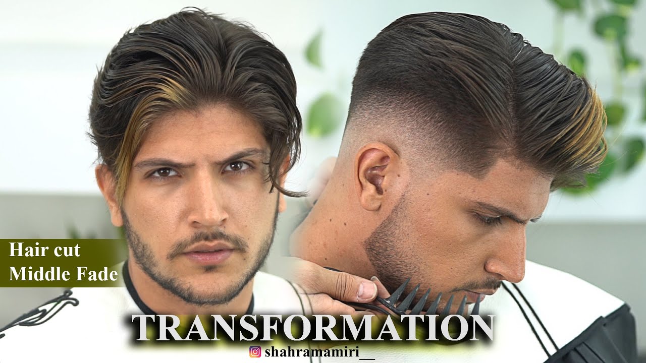 new style ,best transformation hair cut With the middle fading👌 آموزش استایل متفاوت موی سر