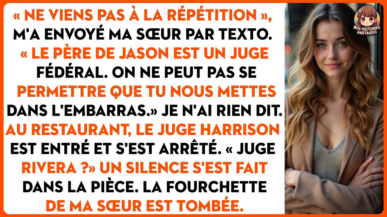 « Ne viens pas à la répétition », m'a envoyé ma sœur par texto. « Le père de jason est...