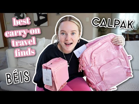 cute and aesthetic carry-on travel finds! calpak 26l terra backpack + beis carry-on suitcase