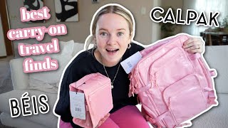 cute and aesthetic carry-on travel finds! calpak 26l terra backpack + beis carry-on suitcase