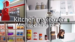♡ moving diaries pt. 2 |decorating aesthetic kitchen, & grocery shopping!! I bloxburg roleplay I