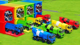 Download Lagu Garage with Colors - ALL MIXER TRUCK WITH DOUBLE FLATBED TRAILER TRUCK, VOLVO, SCANIA, TATRA - FS22 MP3