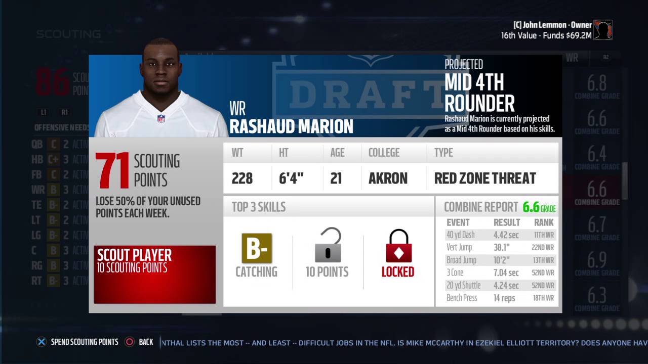 Madden NFL 17: Relocation Franchise Off-season free agency & draft
