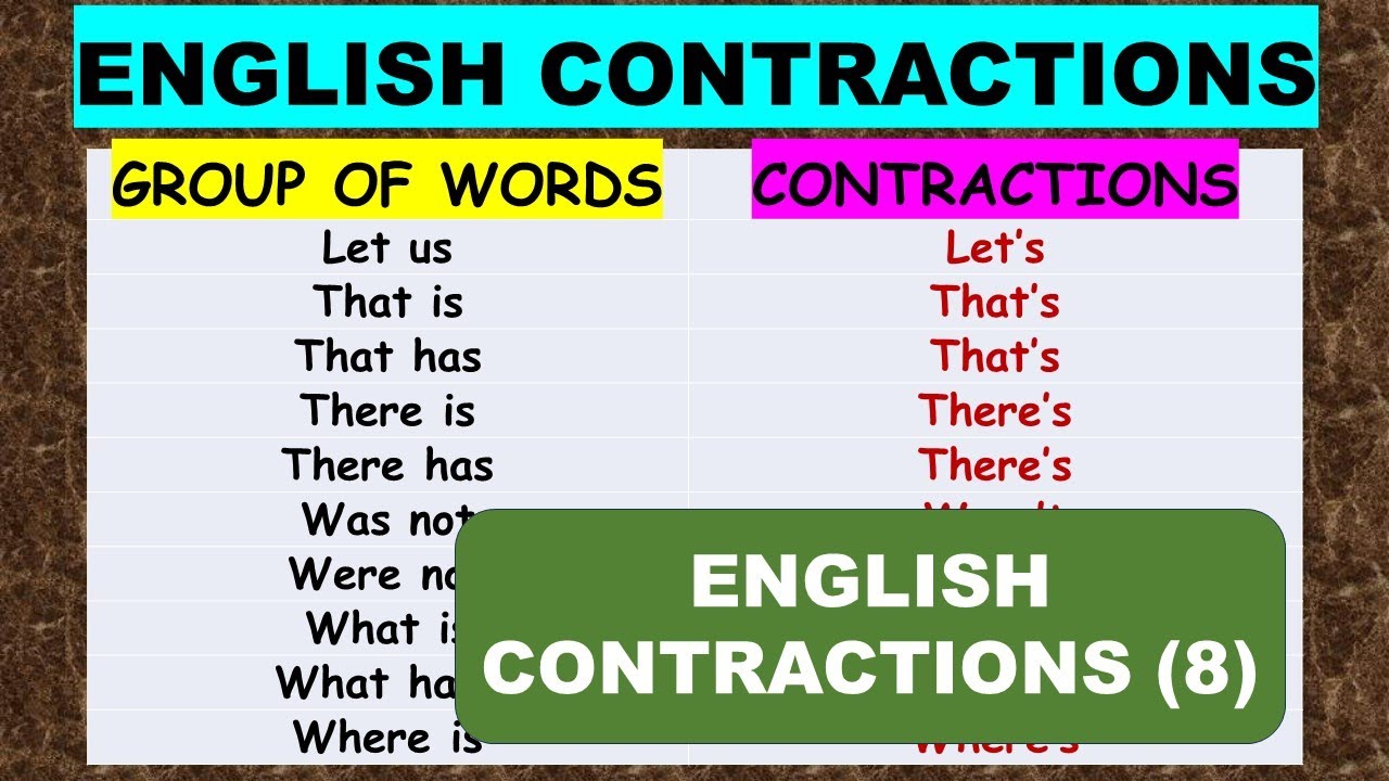 ENGLISH CONTRACTIONS (8) - YouTube