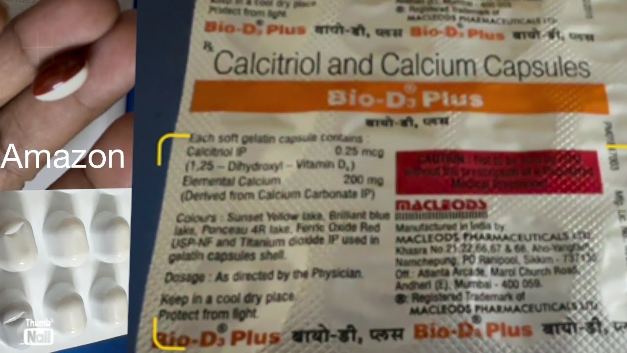 Bio-D3 plus- strip of 15 capsules | Amazon | calcium soft gelatin capsules | D3 capsules | macleoids