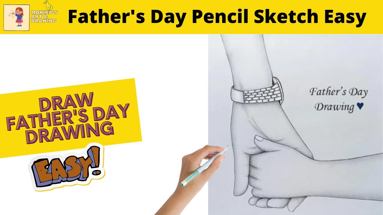 Best & Easy Father's day drawing 💙💙 | Simple way to draw Father's day drawing | Monika's Art |