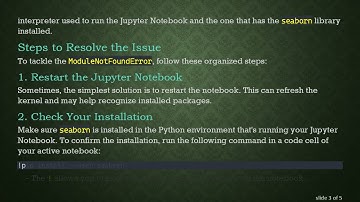 Resolving the ModuleNotFoundError for seaborn in Jupyter Notebook