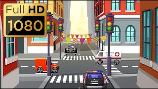 Cartoon background - City crossroad.