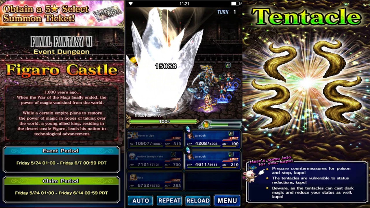 Final Fantasy Brave Exvius GL ~ FF 6 event parte 2 ~ Figaro Castle