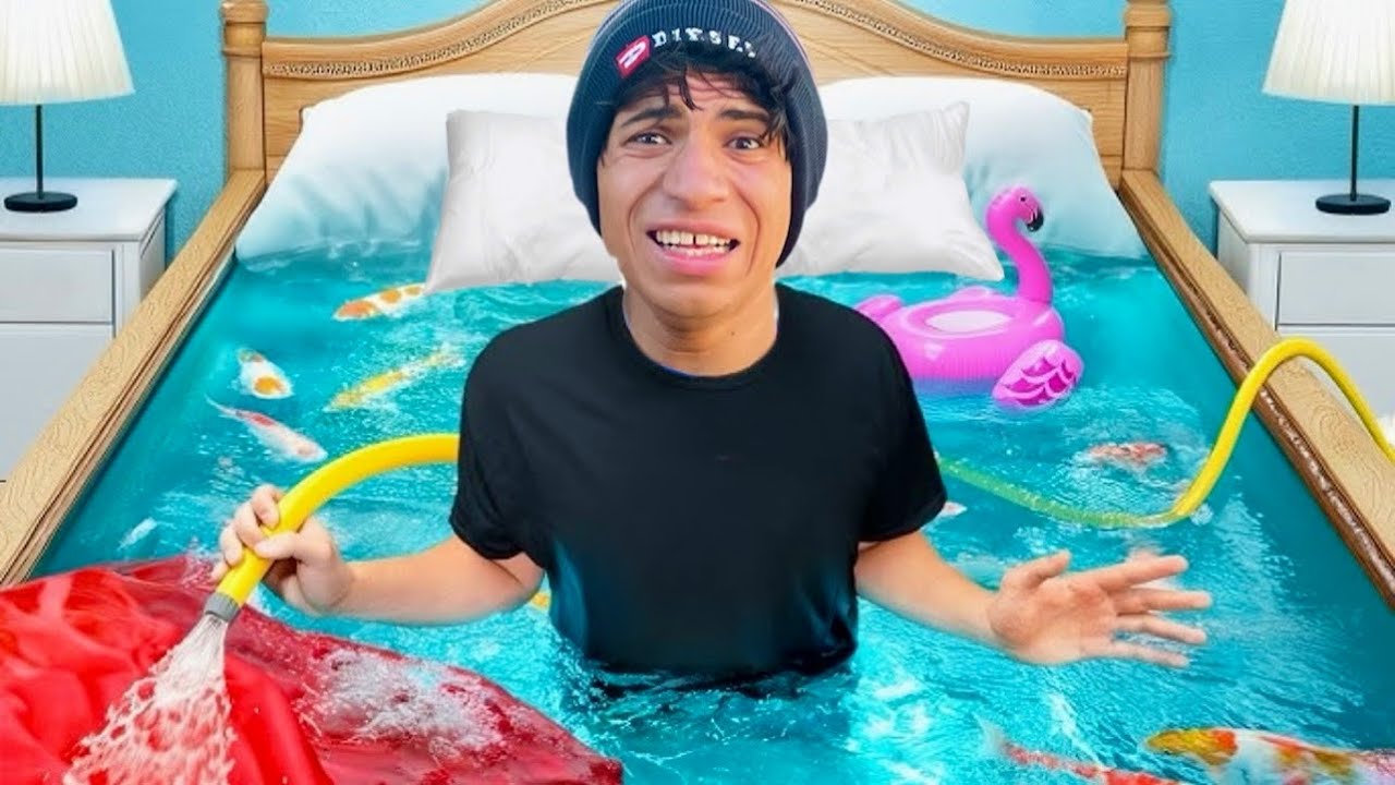 حولت سرير اخويا الصغير الي حوض سمك 🎣😂| علاء حسين