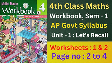 4th class maths workbook, sem - 1, AP Govt syllabus, unit - 1 : Let