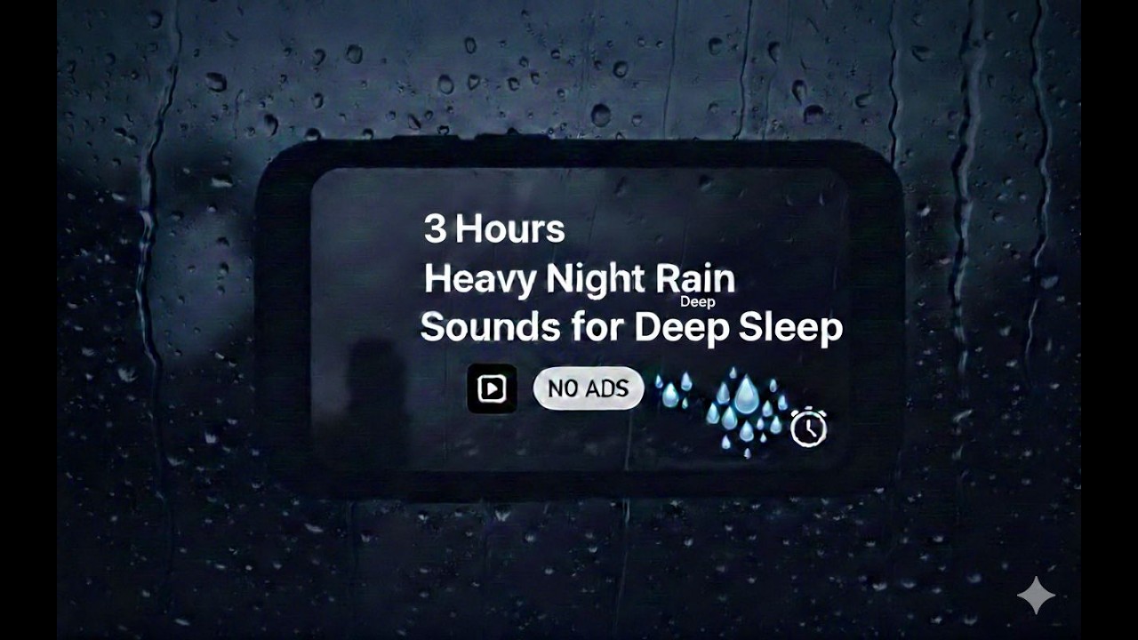 Heavy Rain Sounds for Sleeping | Black Screen (3 Hours, No Ads)