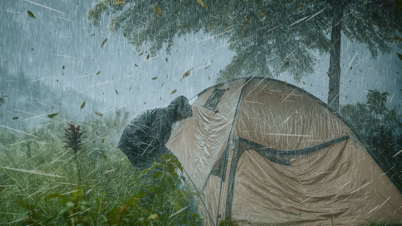 THE WORST RAIN STORM I'VE EVER EXPERIENCED ‼️ CAMPING IN HEAVY RAIN 