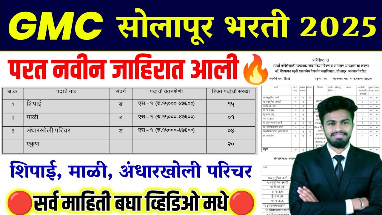 GMC सोलापूर नवीन जाहिरात🎉 | gmc solapur bharti 2025 | solapur gmc advertisement 2025 | gmc solapur
