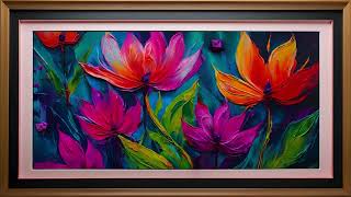 Abstract TV ART 🖌️💐🌷 4 OIL PAINTINGS,COLORFUL FLOWERS frame, stress relief, NO SOUND, screensaver,4K