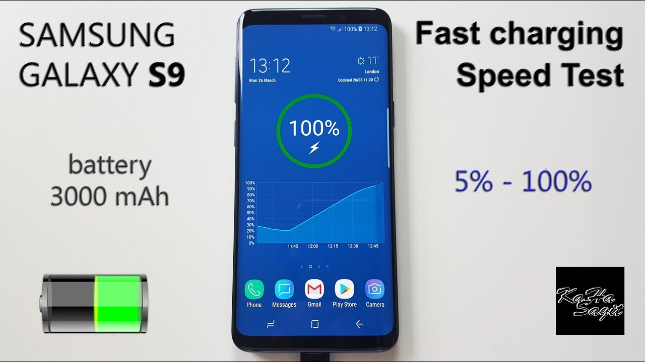 Samsung Galaxy S9 Battery Fast Charging Speed Test 5 100 Youtube