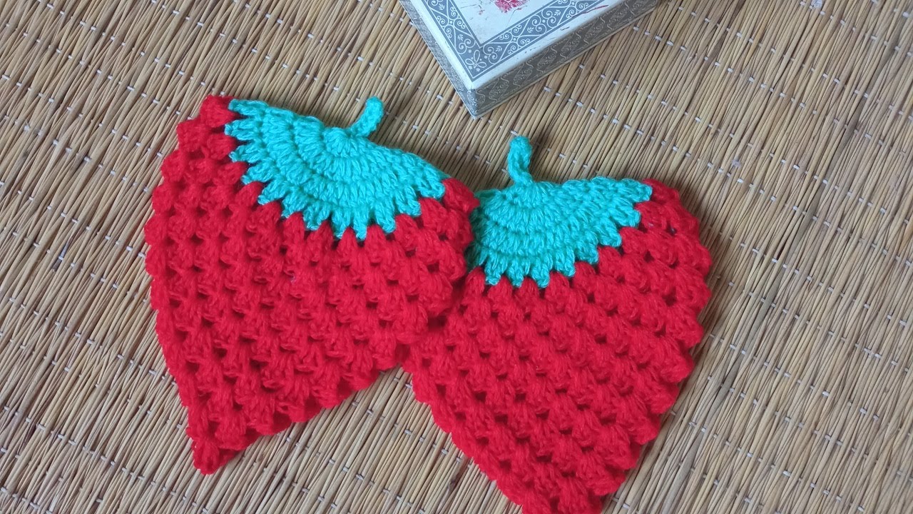 🍓اسهل مفرش بالكروشيه على شكل الفراولة🍓🍓بالكروشيه/مشروع فيه ابداع و ربحFRESA A CROCHET