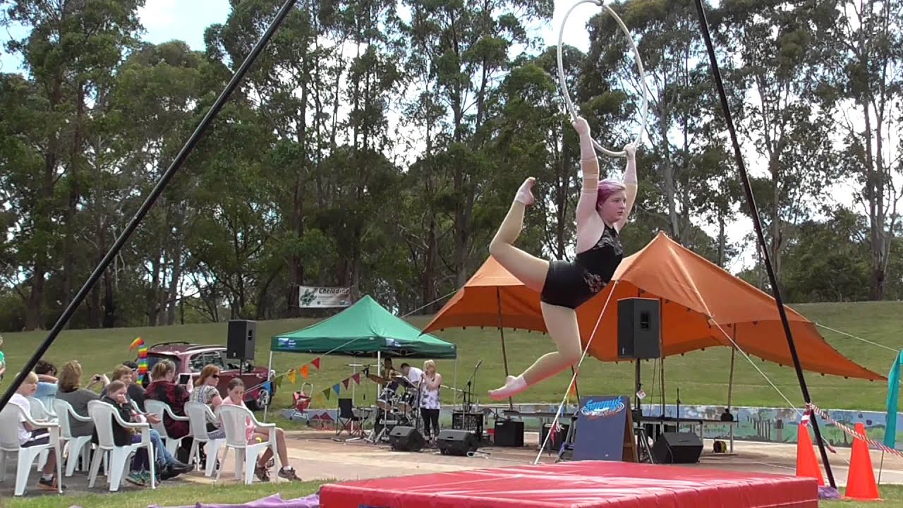 Miss Myra of RUCCIS Circus on Lyra performing to Skinny Love sung by Lacey from Sammy's Music School