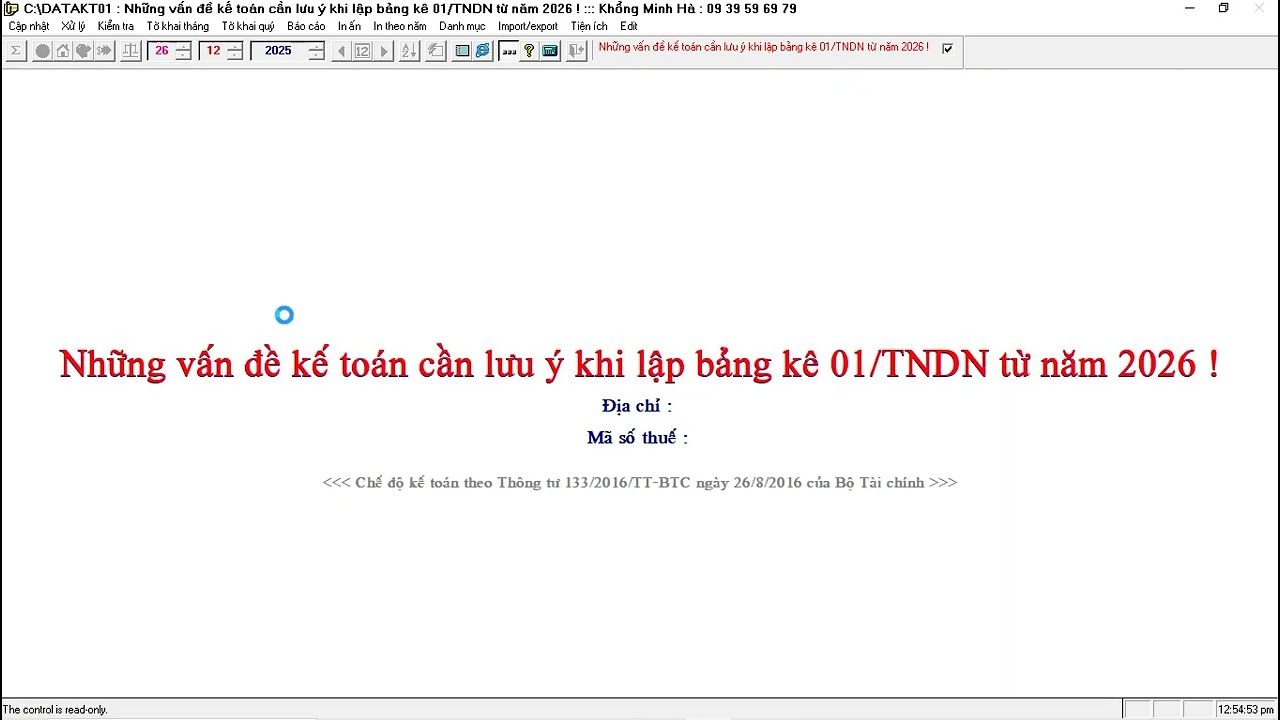 Những vấn đề kế toán cần lưu ý khi lập bảng kê 01/TNDN từ năm 2026 !