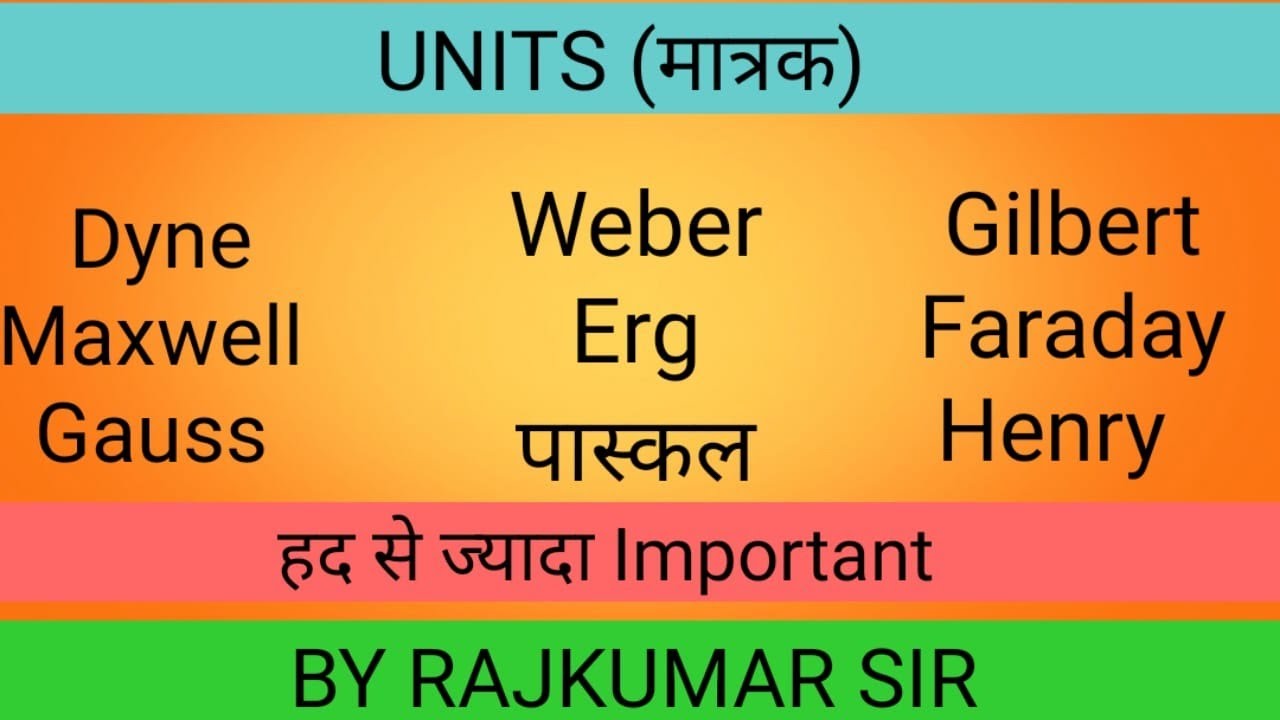 Important Units In Electrical Engg By Rajkumar Sir