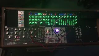 Moog Mother-32 with Mutable Instruments Warps module, etc.
