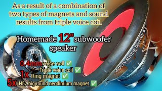 homemade) triple voice coil 12" subwoofer speaker and a combination of two types of magnets