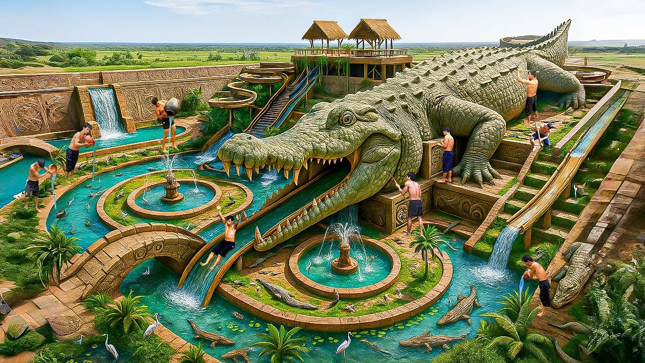 Building a Giant Crocodile Water Park in the Middle of a Dangerous Swamp Using Primitive Tools
