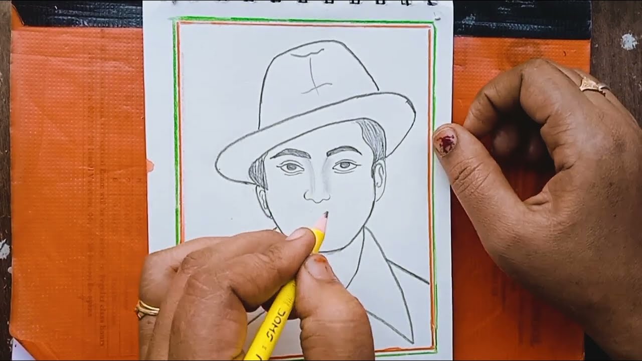 How To Draw Shahid Bhagat Singh drawing, Republic Day Drawing 2026, 26 january drawing bhagat singh 
