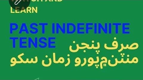 Past Indefinite Tense (Explained in Sindhi language)