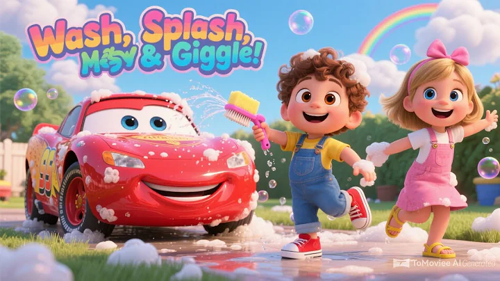 Bubbles & Car Wash Fun | Leo & Mia Wash Red Car | Kids Rhyme Video |
