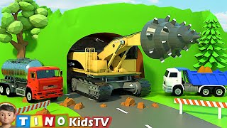 Roadheader &amp; Construction Trucks for Kids | Mountain Tunnel Construction for Children